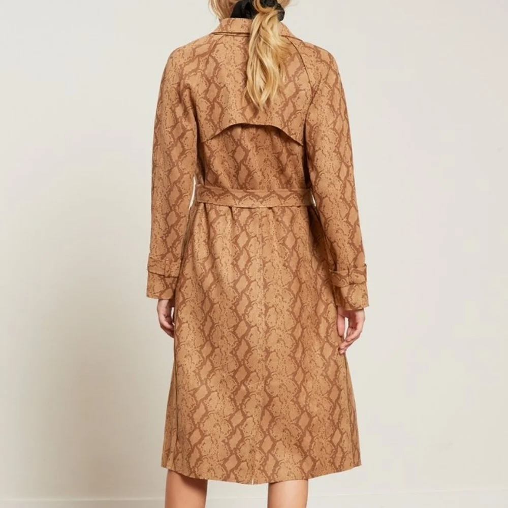LUCY PARIS Chloe Exotic Snake Print Trench Coat - Extra Small - Chic and Edgy - Picture 2 of 13